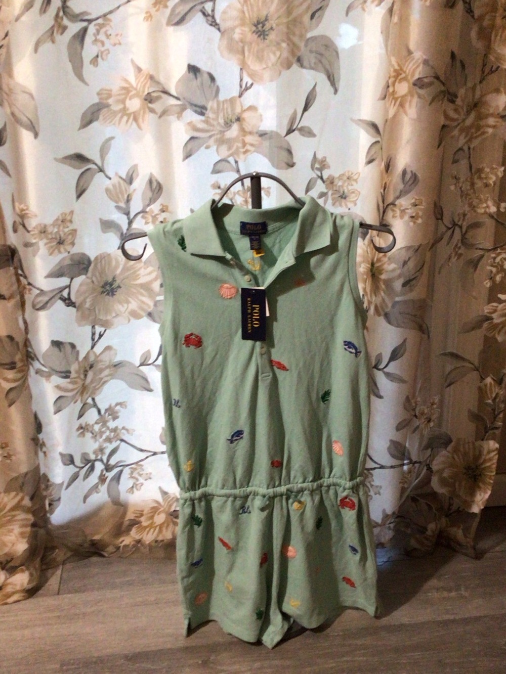 Polo by Ralph Lauren Mint Green Sleeveless Embroidered Polo Romper